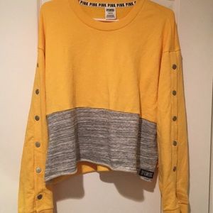 PINK cropped boyfriend crew